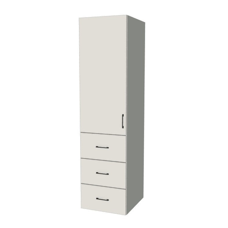 22" Wide Tall Pantry Cabinet with Drawer - (White Melamine Boxes - Flat Panel Doors) 24 D