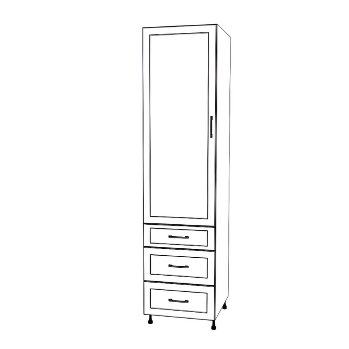 22" Wide Tall Pantry Cabinet - With Drawers - Thermofoil Doors