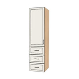 22" Wide Tall Pantry Cabinet with Drawer - (Hardrock Maple Melamine Boxes - Painted Doors) 24 D