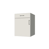 23" Wide Base Cabinet With Drawer On Top - (White Melamine Boxes - Flat Panel Doors)
