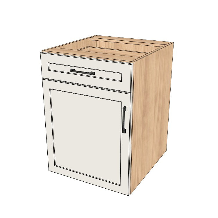 23" Wide Base Cabinet With Drawer On Top - (Hardrock Maple Melamine Boxes - Thermofoil Doors)