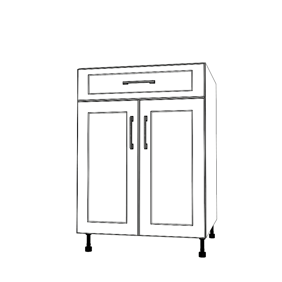 24" Wide Base Cabinet With Drawer On Top - Painted Doors