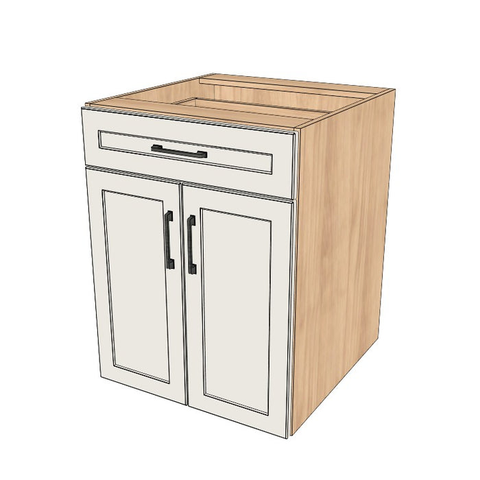 24" Wide Base Cabinet With Drawer On Top - (Hardrock Maple Melamine Boxes - Painted Doors)