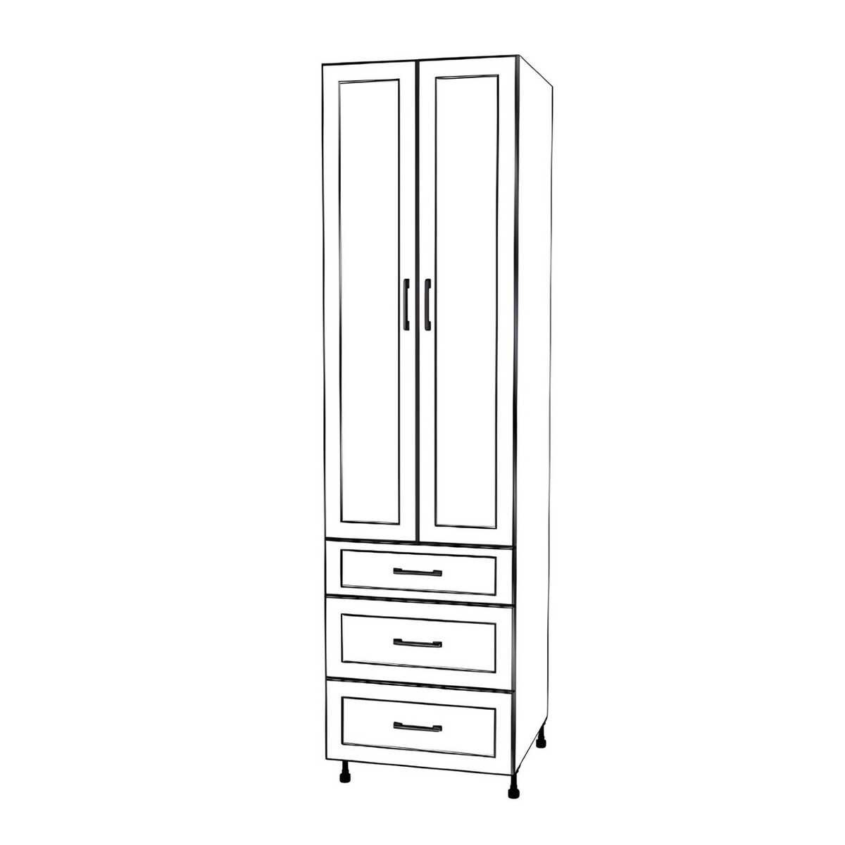 24" Wide Tall Pantry With Drawers Thermofoil Doors — RTI
