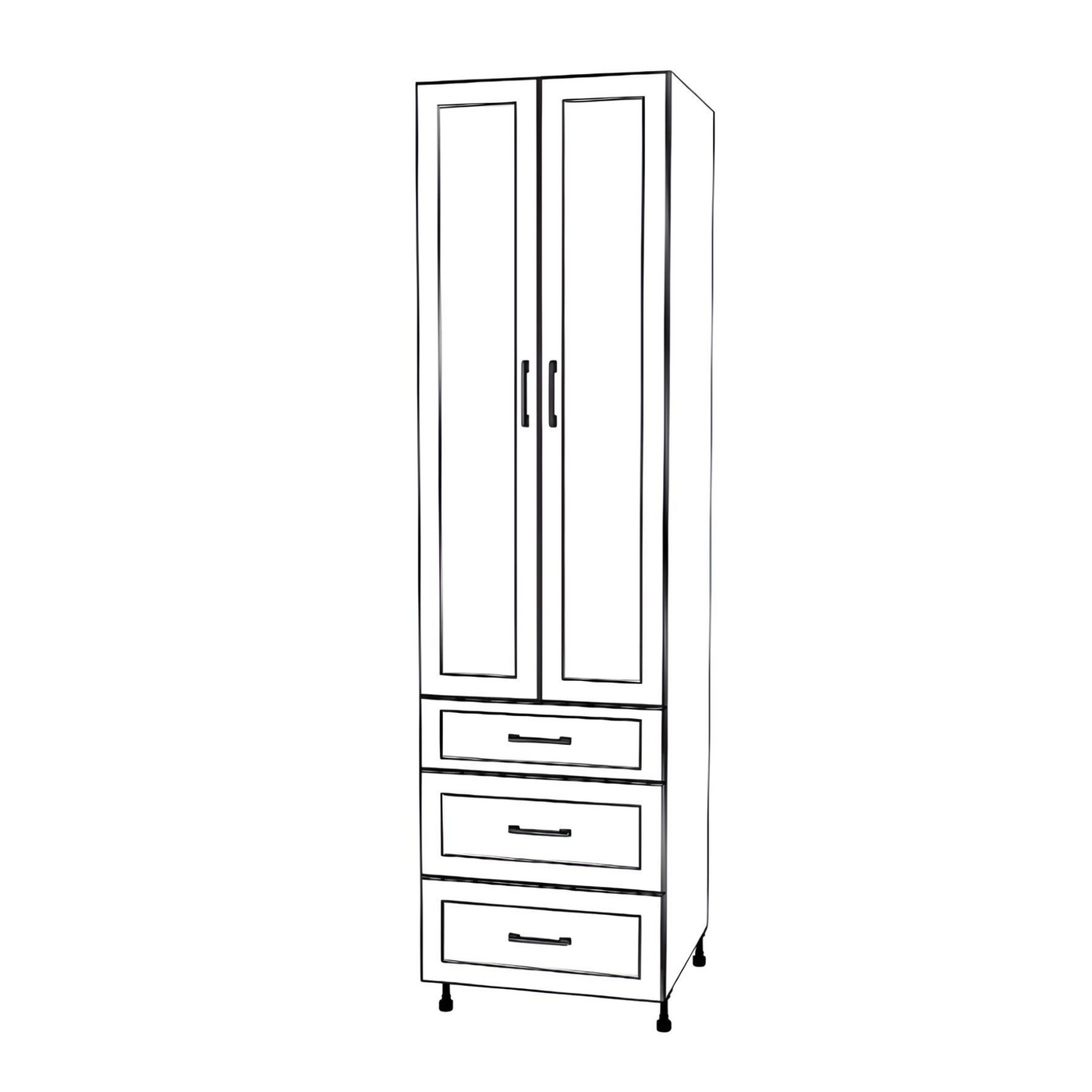 24 Wide Tall Pantry Cabinet With Drawers Thermofoil Doors RTI   24tallpantrywdrawers Fotor 2023062214280 1400x1400 