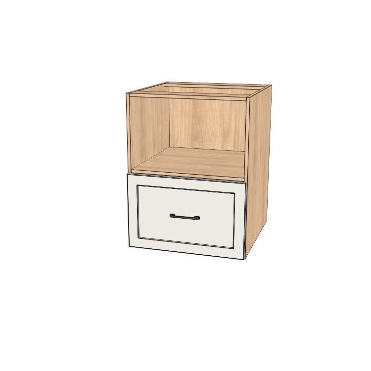 24" Wide Base Microwave Cabinet  - (Hardrock Maple Melamine Boxes - Painted Doors)