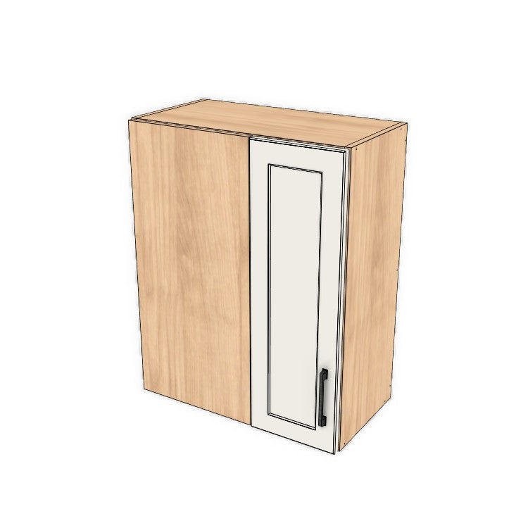 24" Wide 30" High Blind Corner Wall Cabinet - Door on Right/Left Side - (Hardrock Maple Melamine Boxes - Thermofoil Doors)