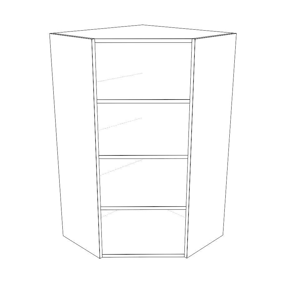 24x24" Wide x 42" High Corner Wall Cabinet - Painted Doors