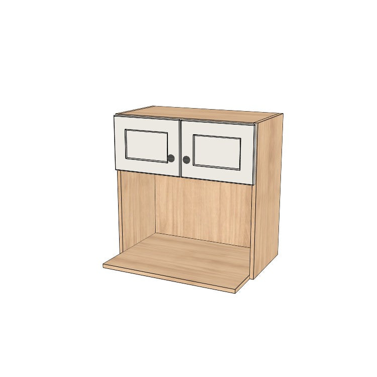 24" Wide x 24" High Microwave Cabinet - (Hardrock Maple Melamine Boxes - Thermofoil Doors)
