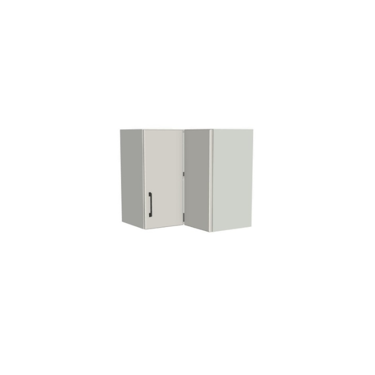 24x24" Wide x 24" High Corner Wall Cabinet - (White Melamine Boxes - Flat Panel Doors)