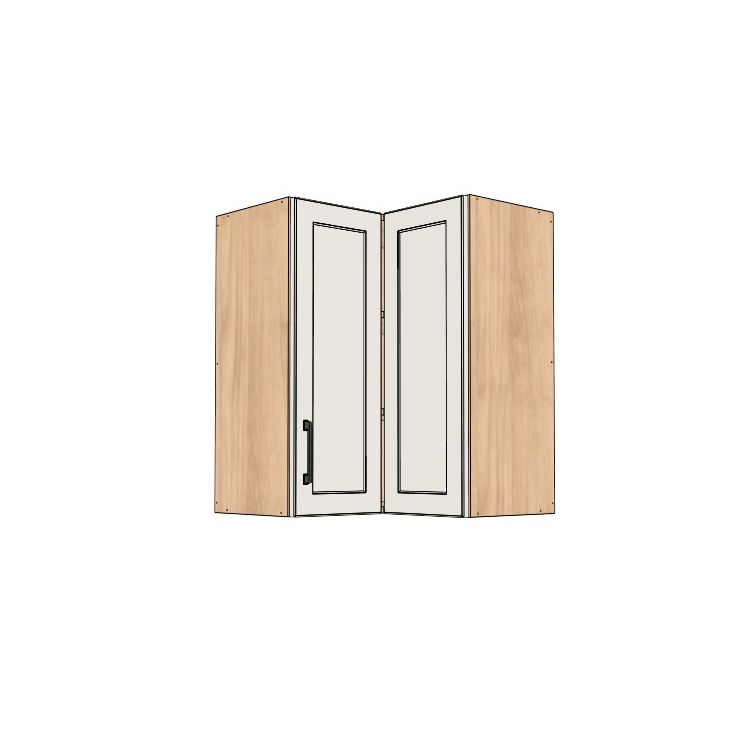 24x24" Wide x 30" High Corner Wall Cabinet - (Hardrock Maple Melamine Boxes - Painted Doors)