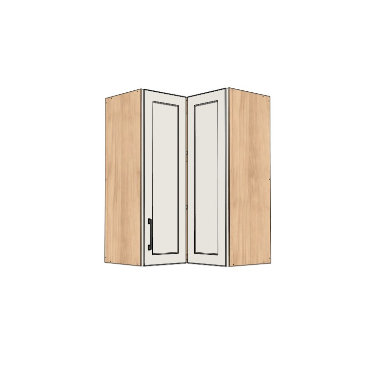 24x24" Wide x 34" High Corner Wall Cabinet - (Hardrock Maple Melamine Boxes - Thermofoil Doors)