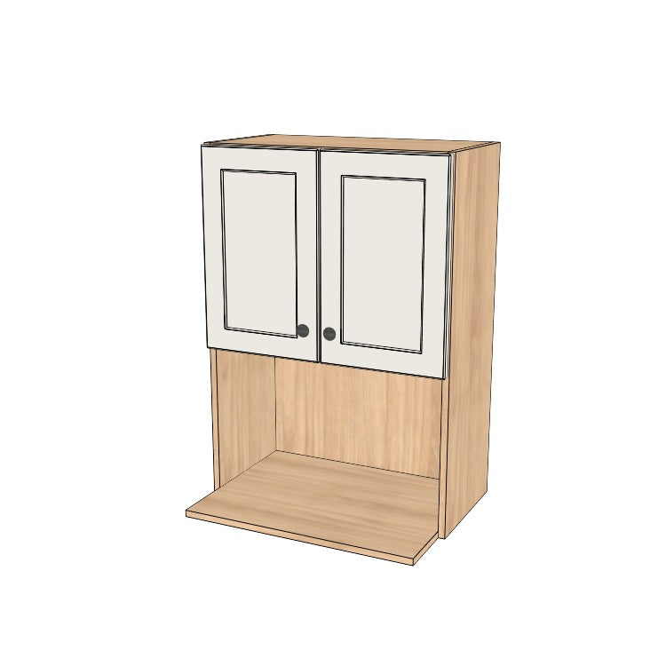 24" Wide x 34" High Microwave Cabinet - (Hardrock Maple Melamine Boxes - Thermofoil Doors)