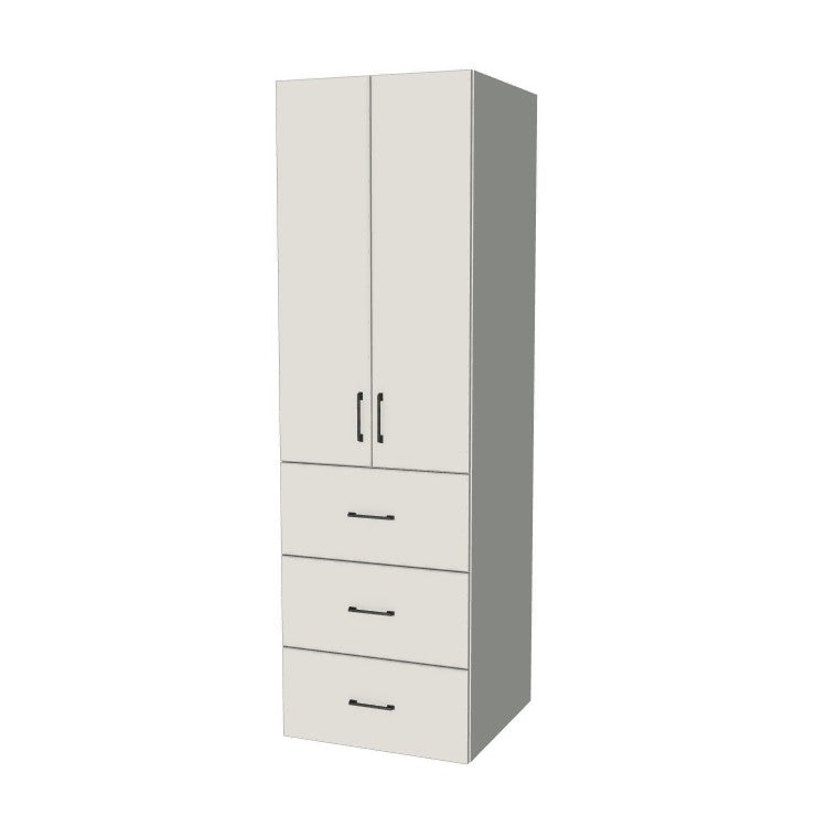 25" Wide Tall Pantry Cabinet with Drawer - (White Melamine Boxes - Flat Panel Doors) 24 D
