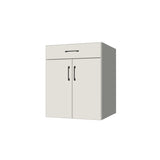 25" Wide Base Cabinet With Drawer On Top - (White Melamine Boxes - Flat Panel Doors)