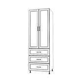 25" Wide Tall Pantry Cabinet with Drawers - Painted Doors