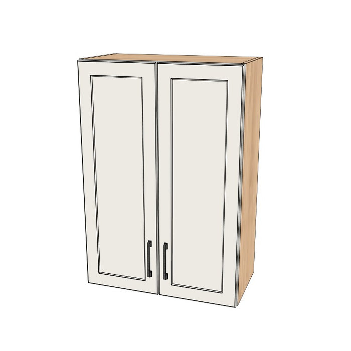 25" Wide x 36" High Wall Cabinet - (Hardrock Maple Melamine Boxes - Painted Doors)