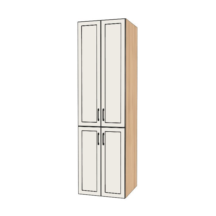 25" Wide Tall Pantry Cabinet - (Hardrock Maple Melamine Boxes - Thermofoil Doors) 24 D