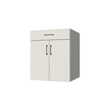 26" Wide Base Cabinet With Drawer On Top - (White Melamine Boxes - Flat Panel Doors)