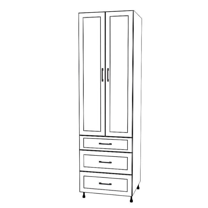 26" Wide Tall Pantry Cabinet - With Drawers - Thermofoil Doors