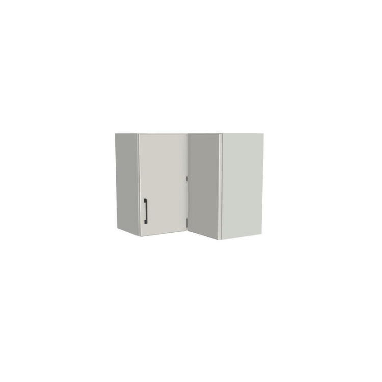 26x26" Wide x 24" High Corner Wall Cabinet - (White Melamine Boxes - Flat Panel Doors)