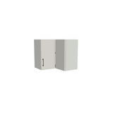26x26" Wide x 24" High Corner Wall Cabinet - (White Melamine Boxes - Flat Panel Doors)