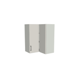 26x26" Wide x 34" High Corner Wall Cabinet - (White Melamine Boxes - Flat Panel Doors)