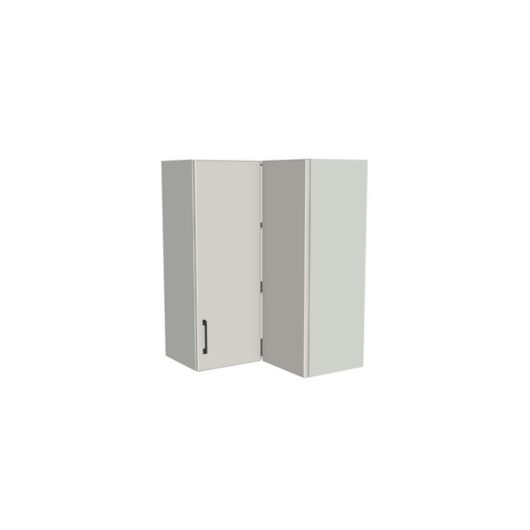 26x26" Wide x 36" High Corner Wall Cabinet - (White Melamine Boxes - Flat Panel Doors)