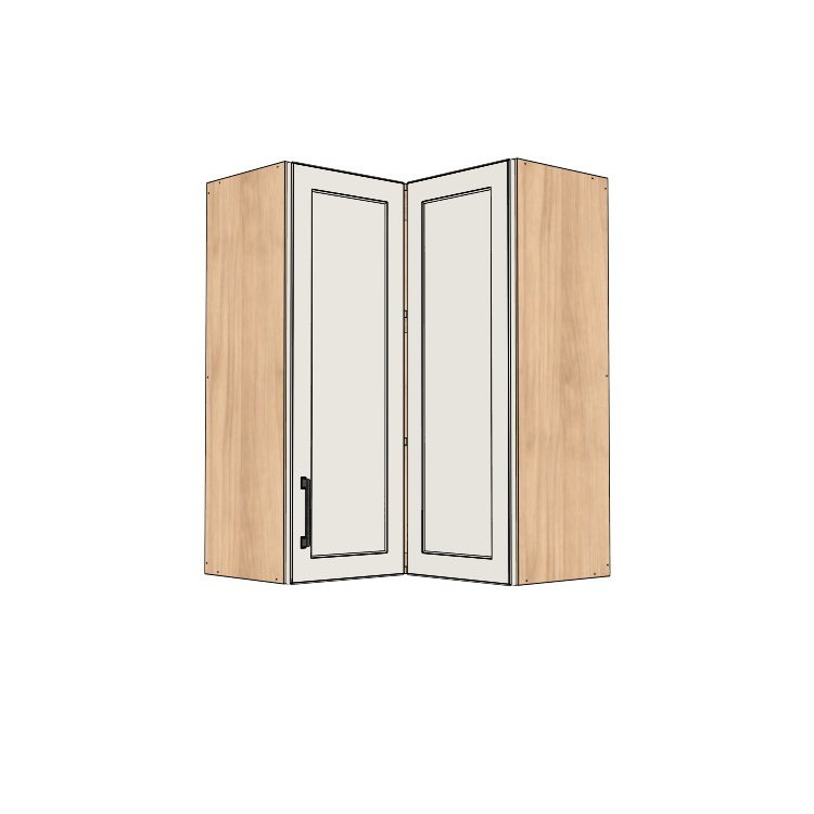 26x26" Wide x 36" High Corner Wall Cabinet - (Hardrock Maple Melamine Boxes - Thermofoil Doors)