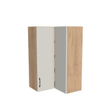 26x26" Wide x 42" High Corner Wall Cabinet - (Hardrock Maple Melamine Boxes - Flat Panel Doors)