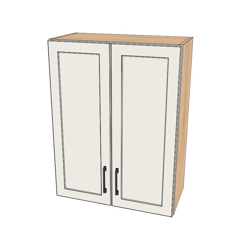 26" Wide x 34" High Wall Cabinet - (Hardrock Maple Melamine Boxes - Painted Doors)