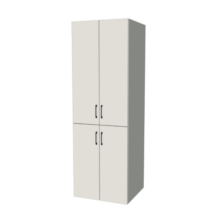 27" Wide Tall Pantry Cabinet - (White Melamine Boxes - Flat Panel Doors) 24 D