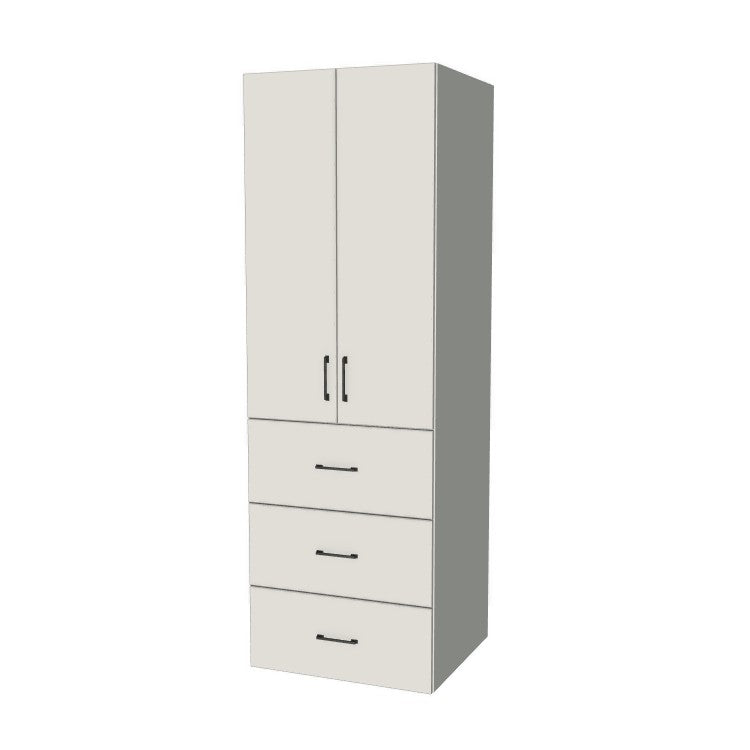 27" Wide Tall Pantry Cabinet with Drawer - (White Melamine Boxes - Flat Panel Doors) 24 D