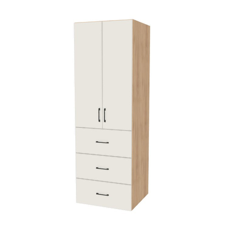 27" Wide Tall Pantry Cabinet with Drawer - (Hardrock Maple Melamine Boxes - Flat Panel Doors) 24 D