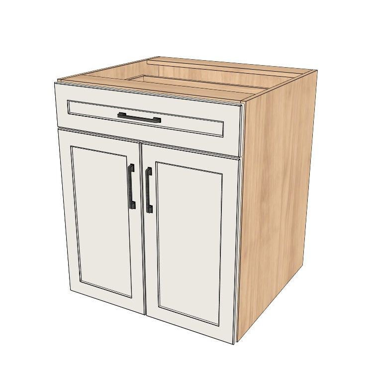 27" Wide Base Cabinet With Drawer On Top - (Hardrock Maple Melamine Boxes - Painted Doors)