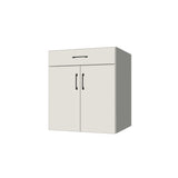 27" Wide Base Cabinet With Drawer On Top - (White Melamine Boxes - Flat Panel Doors)