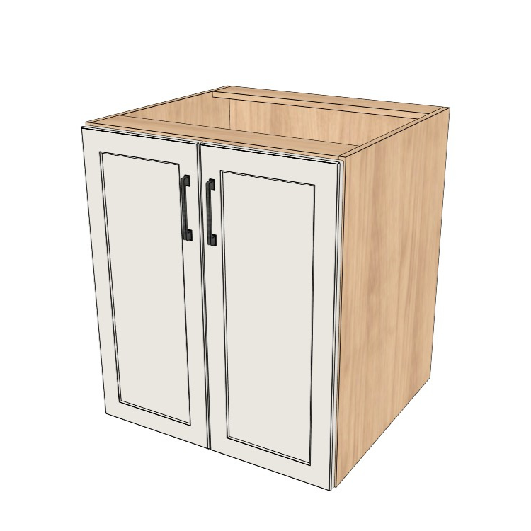 27" Wide Base Cabinet - (Hardrock Maple Melamine Boxes - Painted Doors)