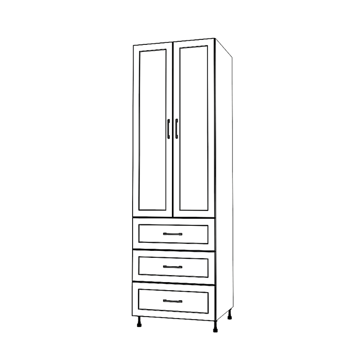 27" Wide Tall Pantry Cabinet with Drawers - Painted Doors