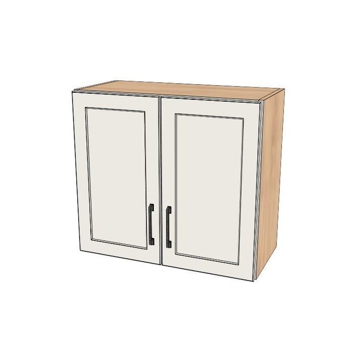 27" Wide x 24" High Wall Cabinet - (Hardrock Maple Melamine Boxes - Thermofoil Doors)