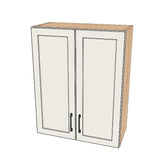 27" Wide x 34" High Wall Cabinet - (Hardrock Maple Melamine Boxes - Thermofoil Doors)