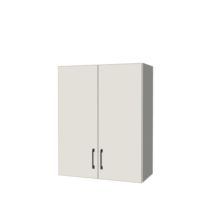 27" Wide x 34" High Wall Cabinet - (White Melamine Boxes - Flat Panel Doors)