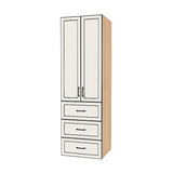 27" Wide Tall Pantry Cabinet with Drawer - (Hardrock Maple Melamine Boxes - Painted Doors) 24 D