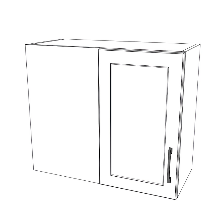 28" Wide 24" High Blind Corner Wall Cabinet - Door on Right Side - Thermofoil Doors