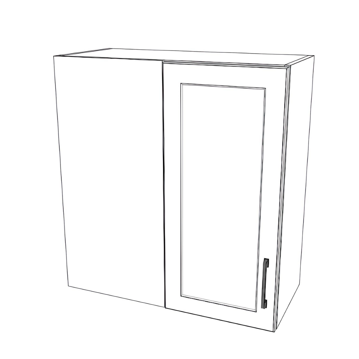 28" Wide 30" High Blind Corner Wall Cabinet - Door on Right Side - Painted Doors
