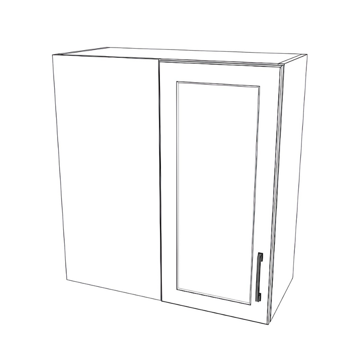 28" Wide 30" High Blind Corner Wall Cabinet - Door on Right Side - Thermofoil Doors