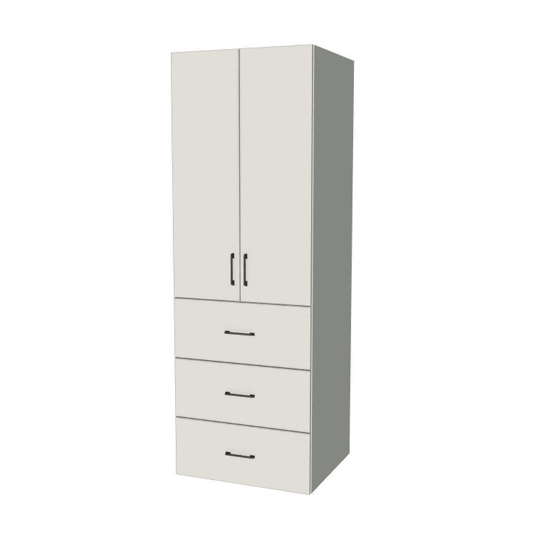 28" Wide Tall Pantry Cabinet with Drawer - (White Melamine Boxes - Flat Panel Doors) 24 D