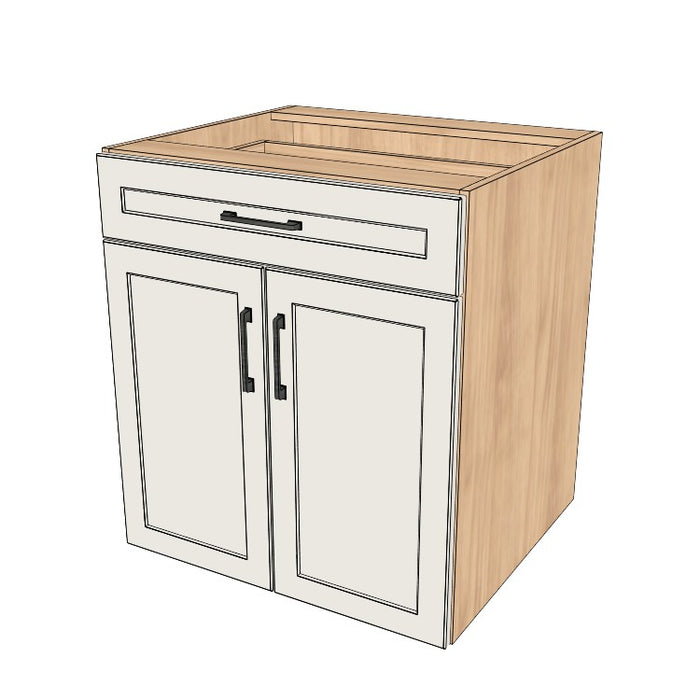 28" Wide Base Cabinet With Drawer On Top - (Hardrock Maple Melamine Boxes - Painted Doors)