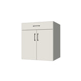 28" Wide Base Cabinet With Drawer On Top - (White Melamine Boxes - Flat Panel Doors)