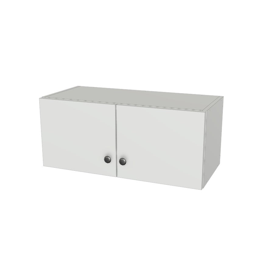 28" Wide x 12" High Wall Cabinet - (White Melamine Boxes - Flat Panel Doors)