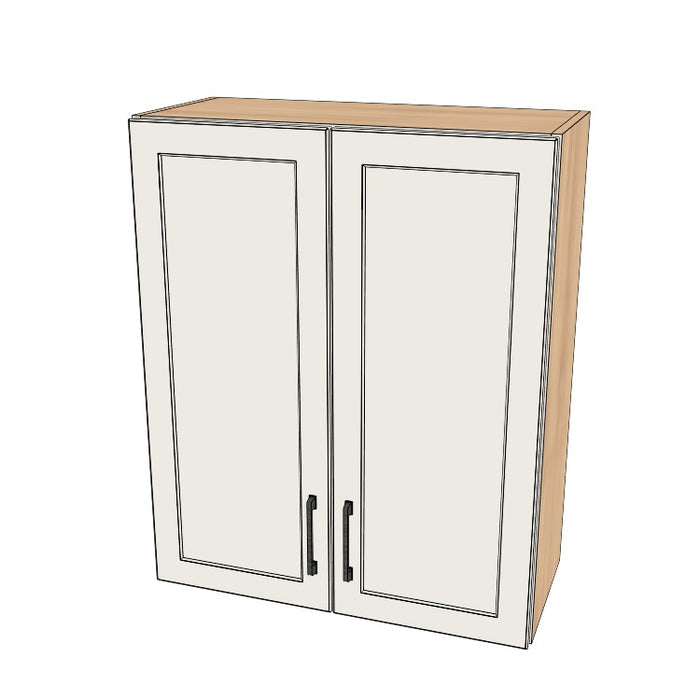 28" Wide x 34" High Wall Cabinet - (Hardrock Maple Melamine Boxes - Painted Doors)